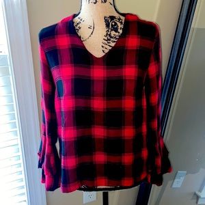 SUGAR+L!PS Red and Black Plaid Shirt
